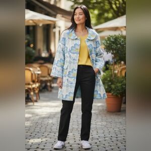 Anthropologie Elevenses Floral Corduroy Peacoat (size 8)